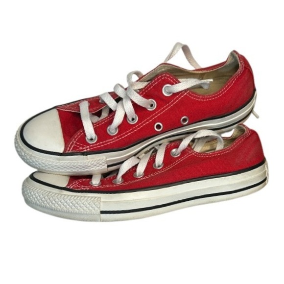 Converse All Star Sneakers Canvas Low Top Red Unisex Sz Women's 6 Men's 4 - Picture 4 of 6
